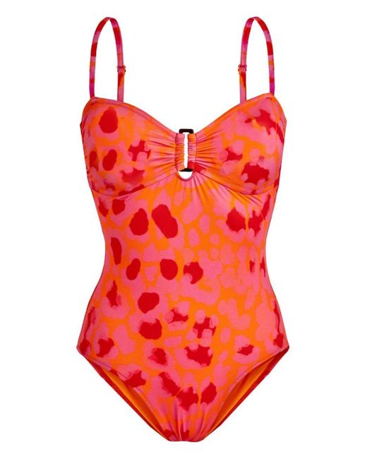 Vilebrequin Red Lucette Abstract-print Swimsuit