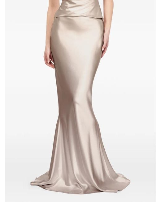 ALEXIA & ANTONIA Natural Bias-Cut Silk Maxi Skirt