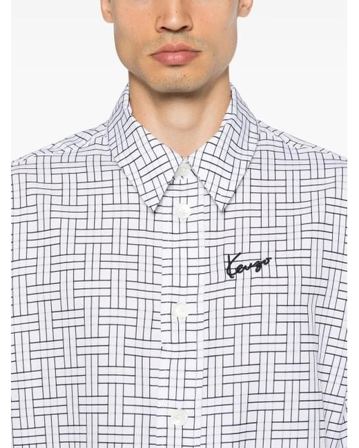 KENZO Blue Oversize Weave Shirt for men