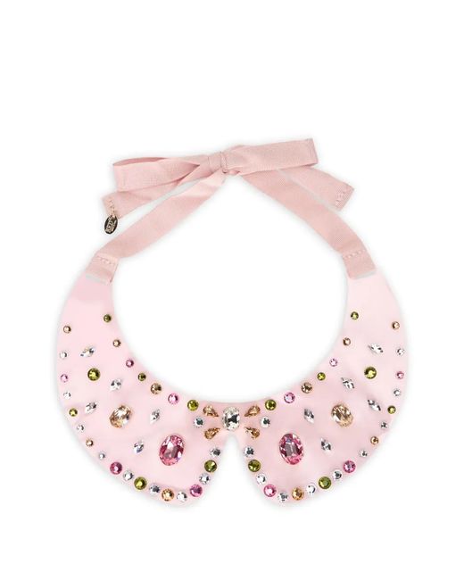 Red(v) Pink Embellished Bow Necklace