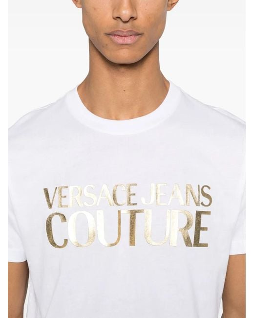 Versace Jeans Couture White Logo-Print T-Shirt for men