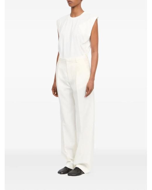MM6 by Maison Margiela White Pleated Tailored Trousers