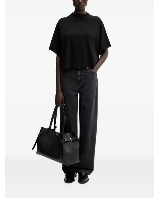 Sportmax Black Logo-Patch Cropped T-Shirt