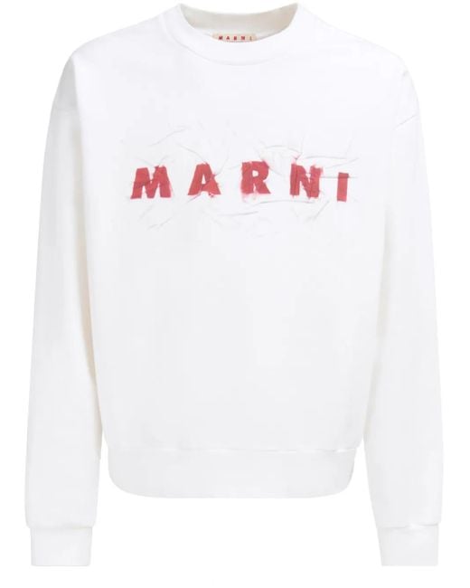 Marni Sweatshirt Mit Logo-Print in White für Herren