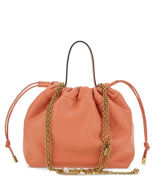 Chloé Orange Sac Cabas À Lien De Resserrage Et Chaîne