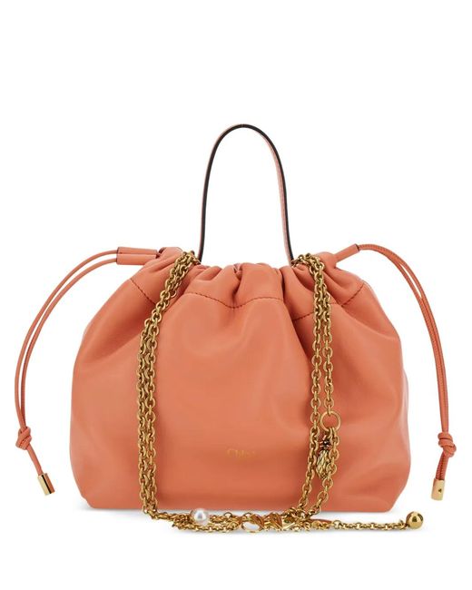 Chloé Orange Sac Cabas À Lien De Resserrage Et Chaîne