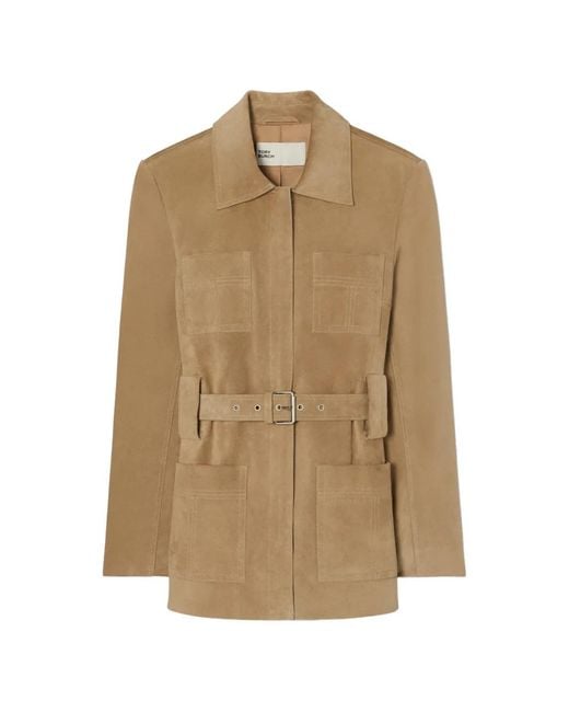 Tory Burch Natural Belted Suede Jacket