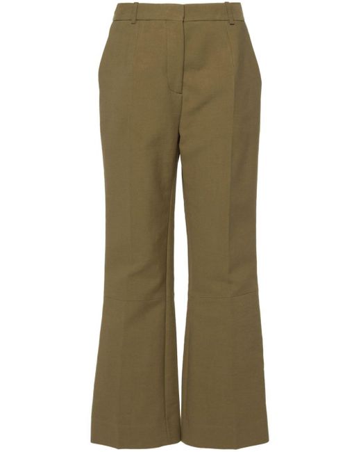 Victoria Beckham Green Cropped Flared Trousers