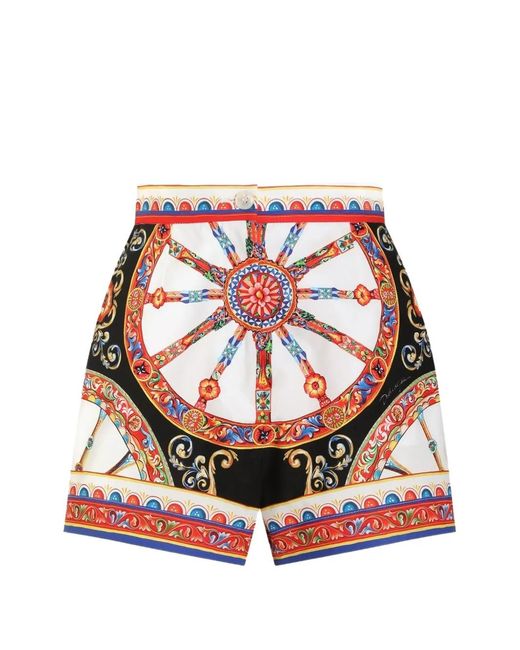 Dolce & Gabbana White Carretto Print Cotton Shorts