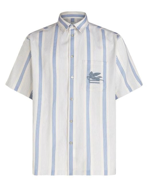 メンズ Etro Pegaso ロゴ シャツ Blue