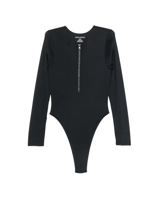 Myra Swim Black Powe Zip-Up Swimsuit