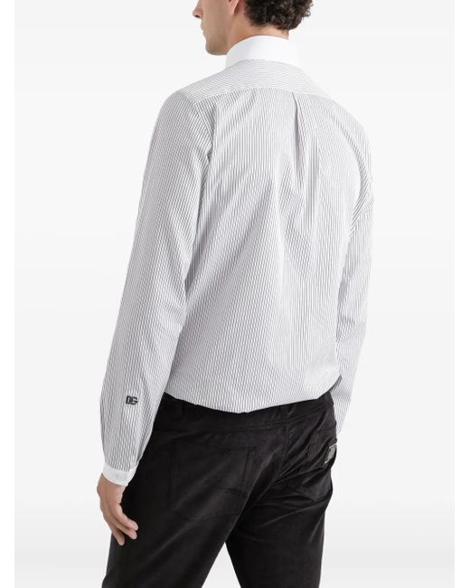 Dolce & Gabbana White Striped Long-Sleeved Shirt for men