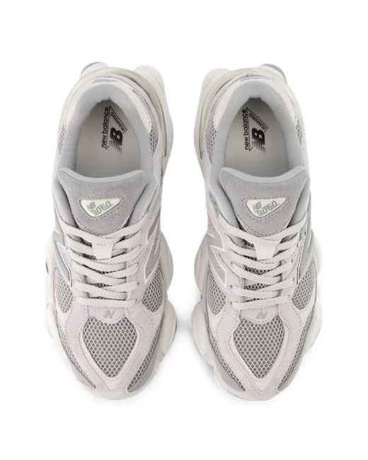 New Balance White 9060 Mesh-Panelled Sneakers