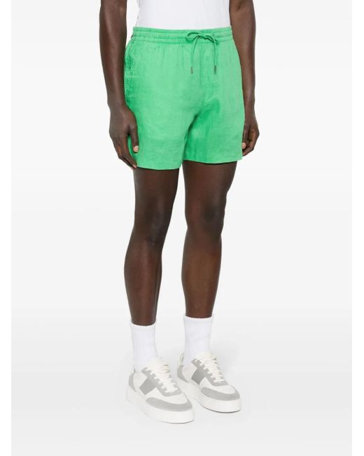 Polo Ralph Lauren Green Polo Pony-Motif Linen Shorts for men