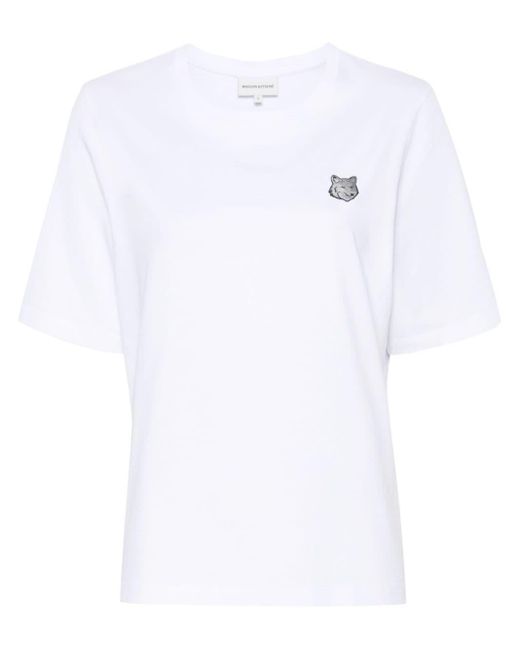 Maison Kitsuné White T-Shirt mit Fuchs-Patch