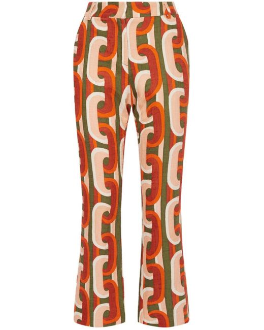 LaDoubleJ Orange 24/7 Prometheus-print Kick-flare Trousers