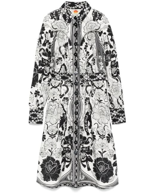 Farm Rio White Flower Leopards Midi Dress