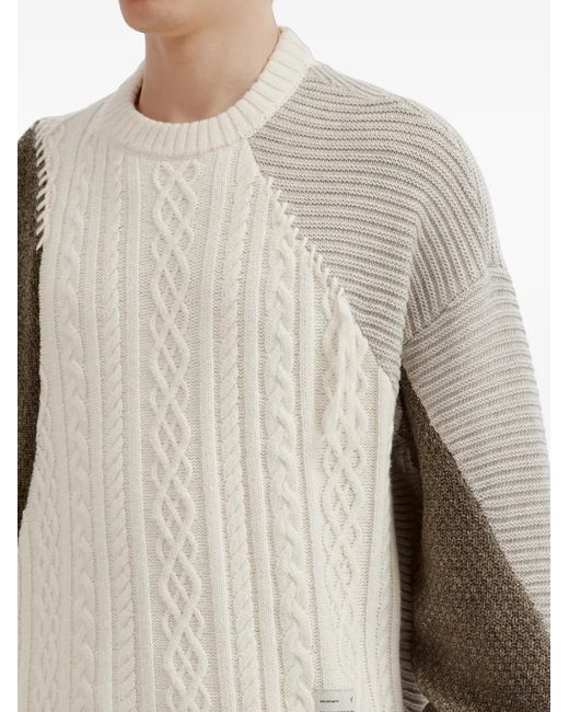 FIVE CM Natural Cable-Knit Patchwork Sweater for men