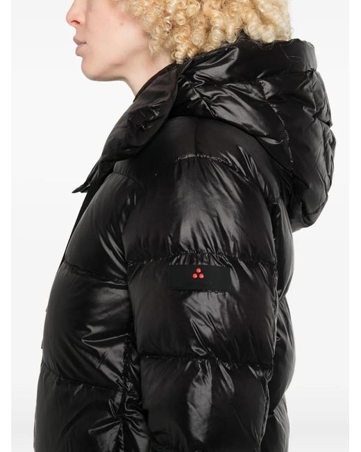 Peuterey Black Modern Quilted Puffer Jacket With Double Hood