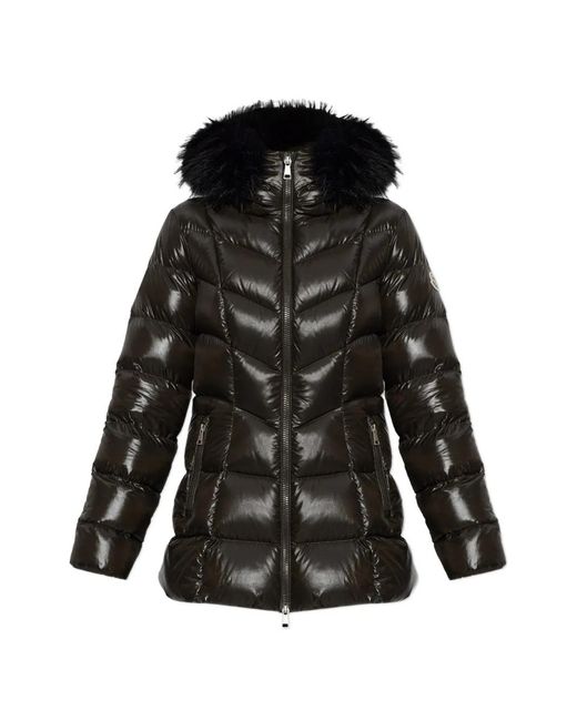 Moncler Black Fulmar Faux-Fur Trim Jacket