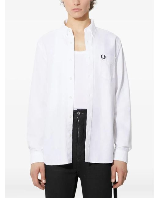 Fred Perry White Cotton Shirt for men