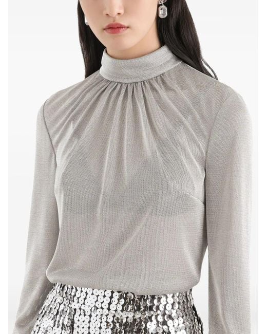Dolce & Gabbana White Lamé Jersey Top