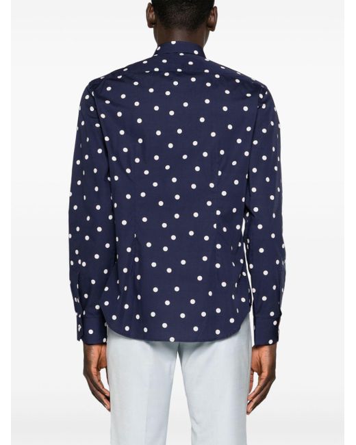 Paul Smith Blue Polka-dot Cotton Shirt for men