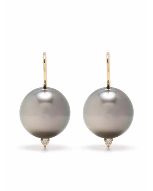 Mizuki Metallic 14Kt Diamond Pearl Earrings