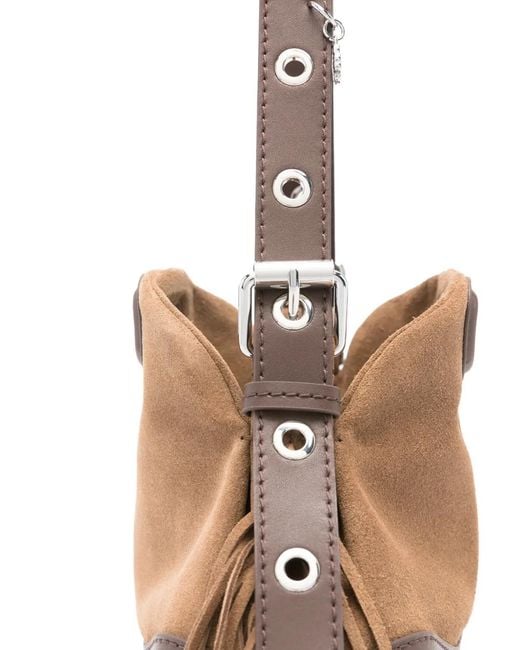 Maje Brown Sac Porté Épaule Miss M À Bride Frangée