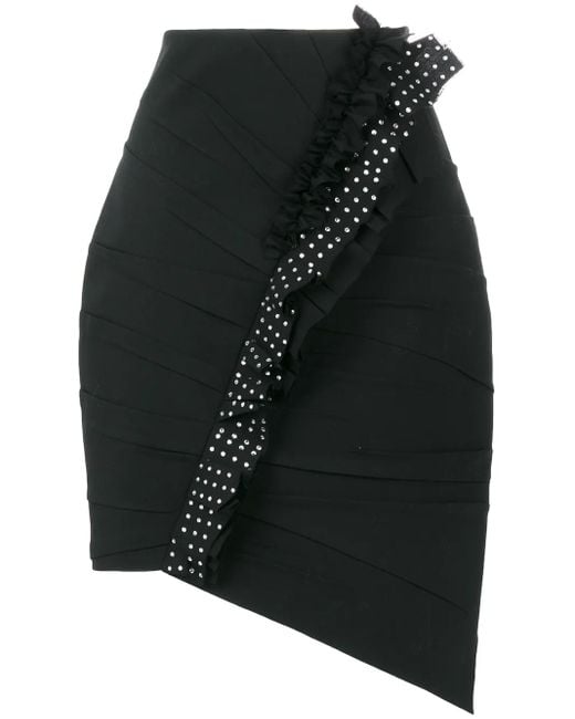 Saint Laurent Black Asymmetrical Wool Skirt
