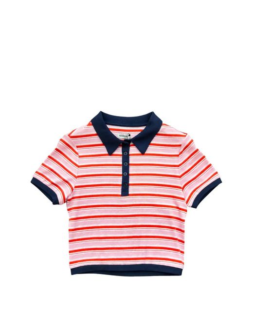 Jonathan Simkhai Pink Striped Knitted Polo Top