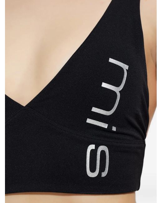 M I S B H V Black Brassière De Sport À Logo Imprimé
