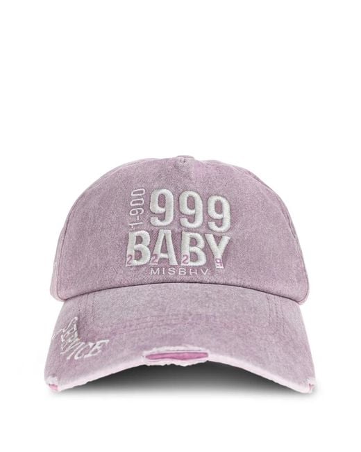 M I S B H V Purple Embroidered Distressed Cap