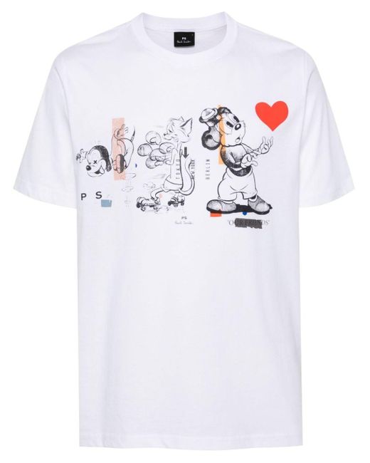 T-shirt à imprimé cartoon PS by Paul Smith pour homme en coloris White