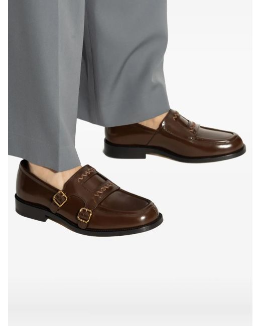 Marni Brown Embroidered-Logo Shoes