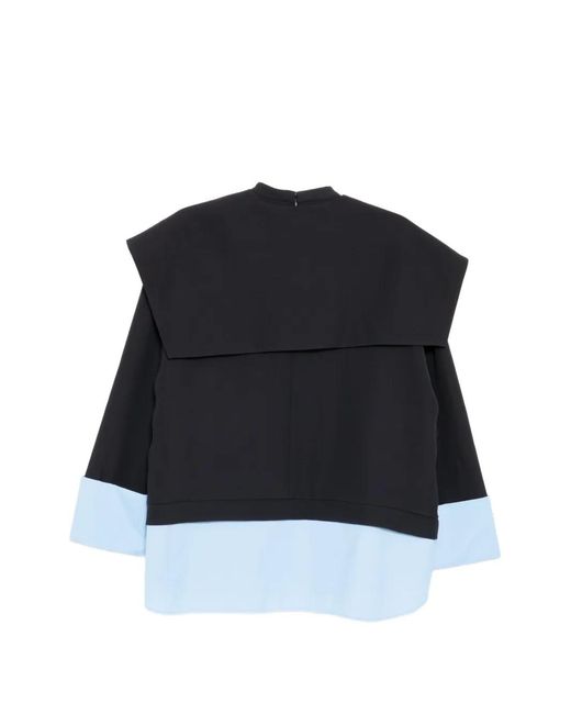 Enfold Black Double-Cuff Blouse