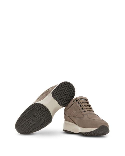 Hogan Brown Interactive Lace-up Suede Sneakers