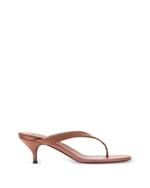 Miu Miu Pink Antiqued Thong-Detail Heeled Sandals