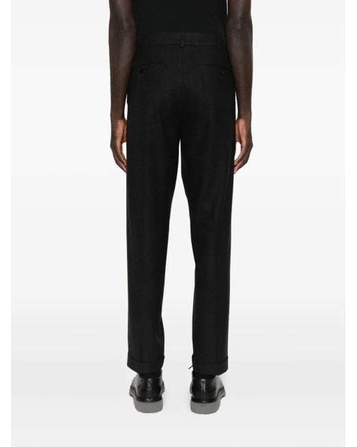 Cellar Door Black Pleated-Cuff Trousers for men