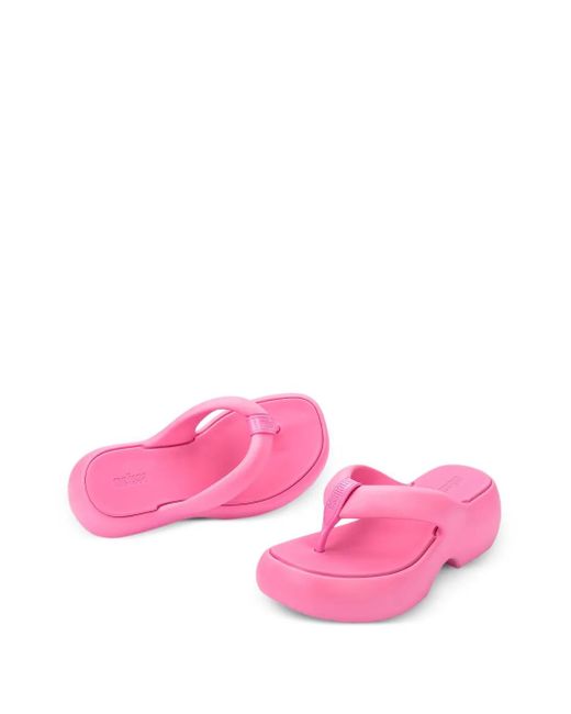 Melissa Pink Free Fuzzy Platform Thong Flip-Flops