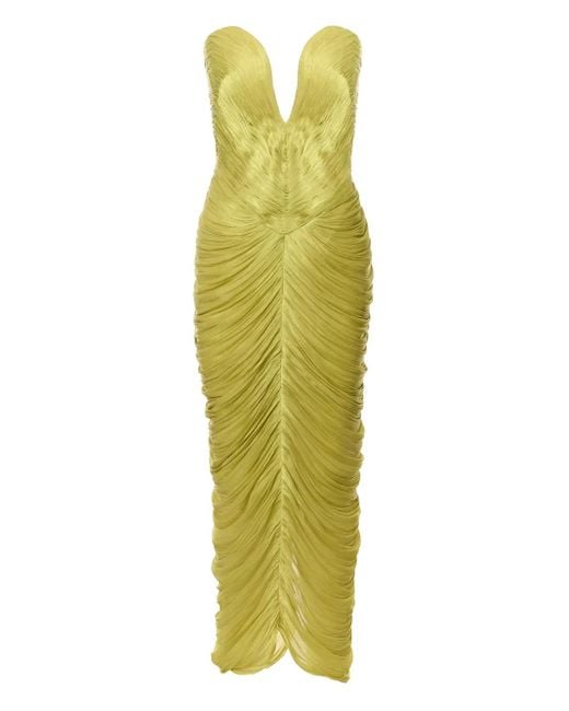 Ana Radu Yellow Draped Strapless Maxi Dress