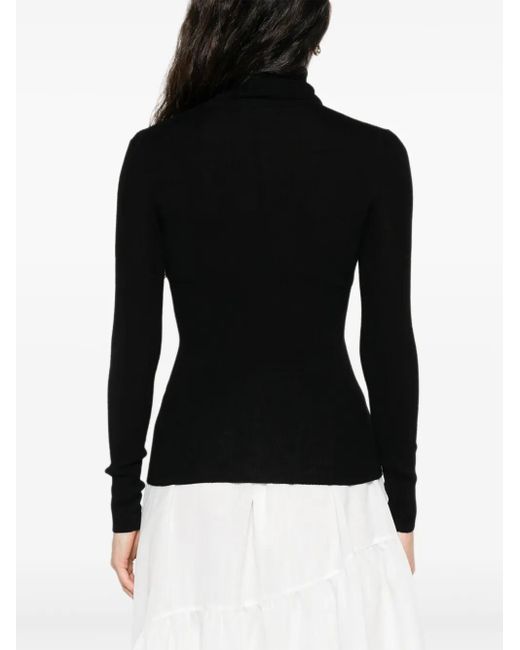 P.A.R.O.S.H. Black Ribbed Turtleneck Top