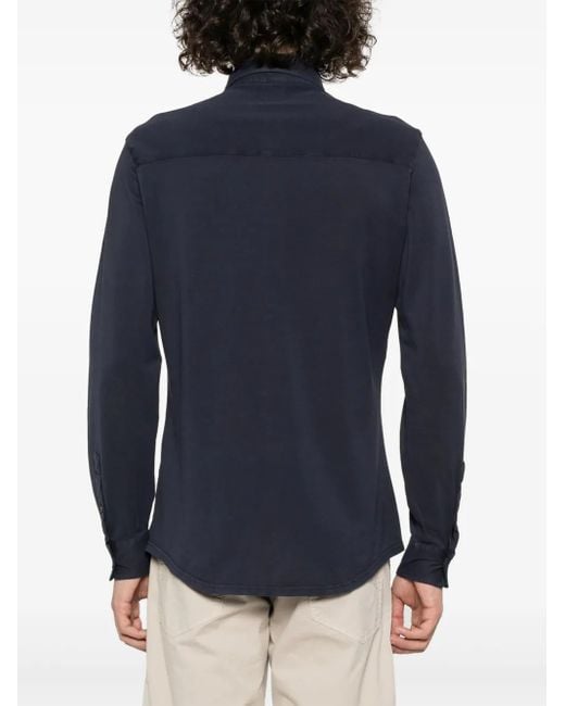 Fedeli Blue Piqué Cotton Shirt for men