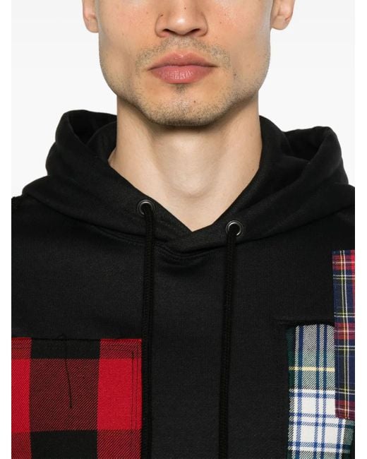 Junya Watanabe Black Patchwork-Detail Hoodie for men