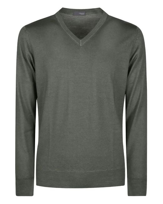 Jersey de lana con cuello en V Drumohr de hombre de color Green