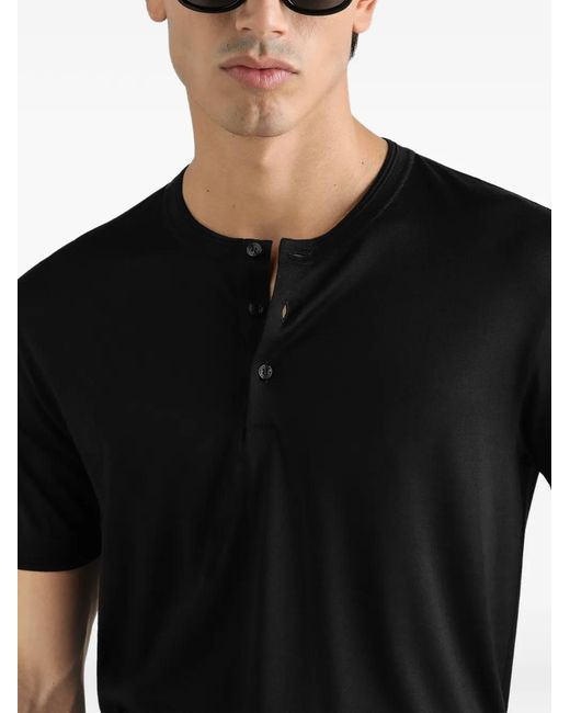 Dolce & Gabbana Black Silk Serafino T-Shirt for men