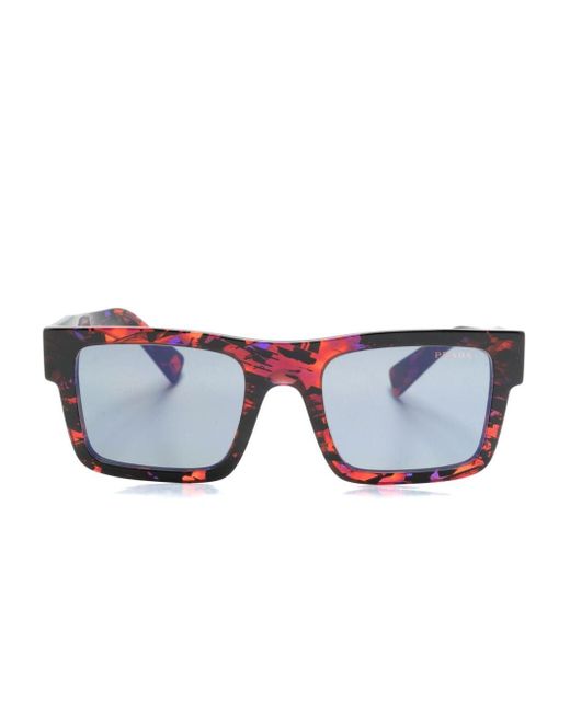 Prada Blue Symbole Rectangle-frame Sunglasses for men