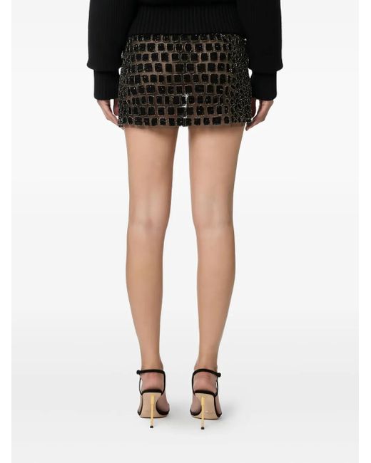 Elisabetta Franchi Women's Black Crocodile-Effect Embroidered Mini Skirt