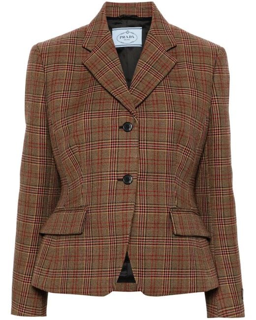 Prada Brown Plaid-Check Blazer