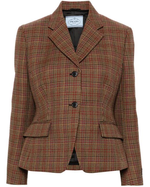 Prada チェック ジャケット Brown